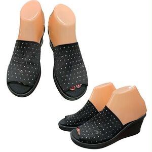 Skechers Black Studded Wedge Sandals S6
